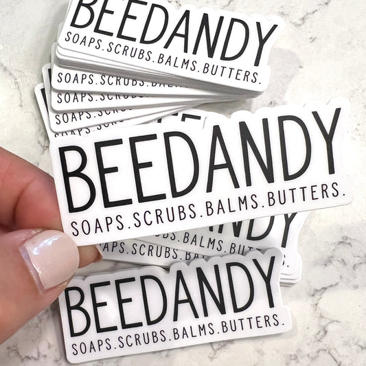 Sticker: BEEDANDY soaps.scrubs.balms.butters.